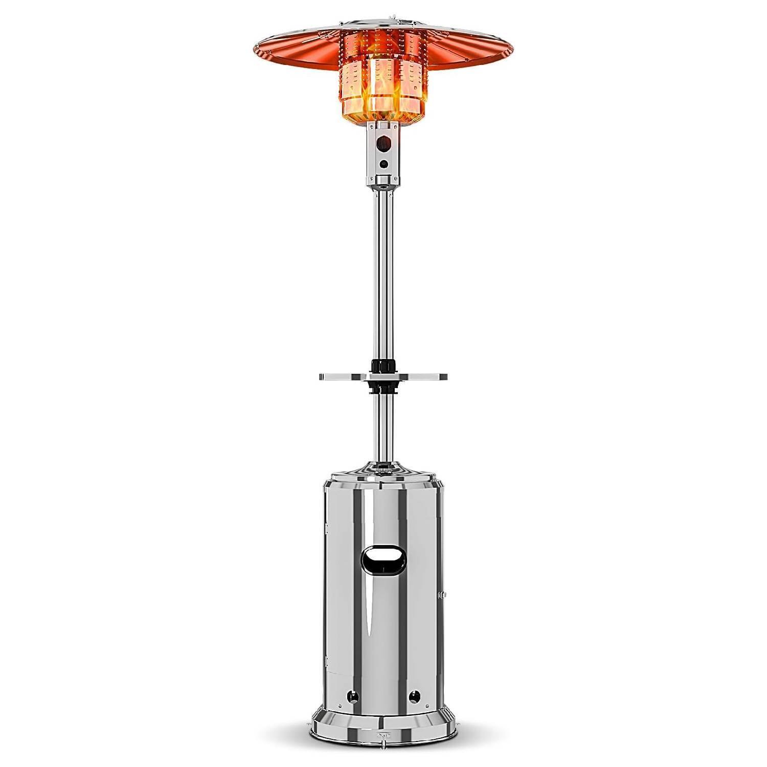 Front. Acekool - 48,000 BTU Stainless Steel Propane Outdoor Patio Heater for Garden, Deck, Silver.