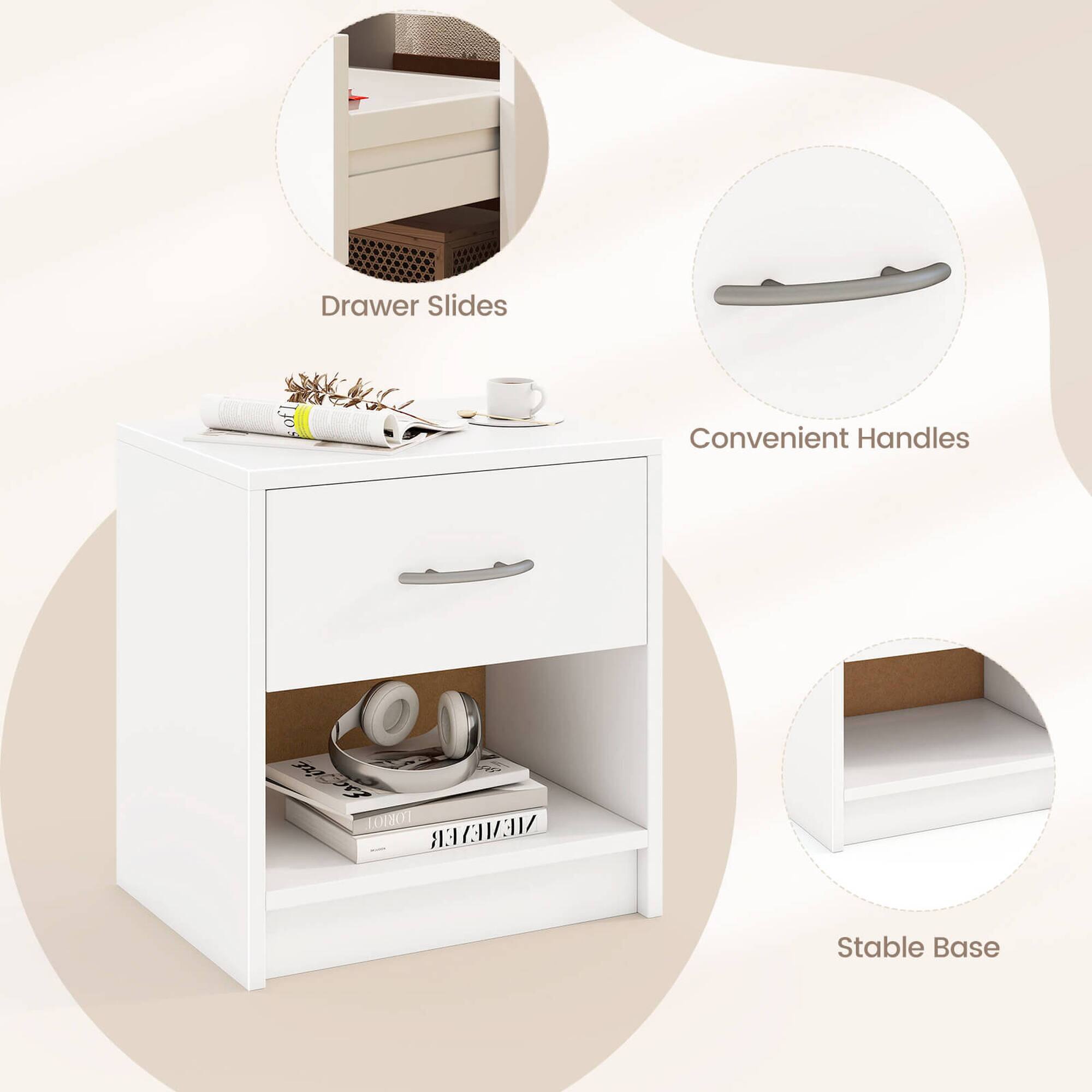 Drawer Slides, Convenient Handles, Stable Base