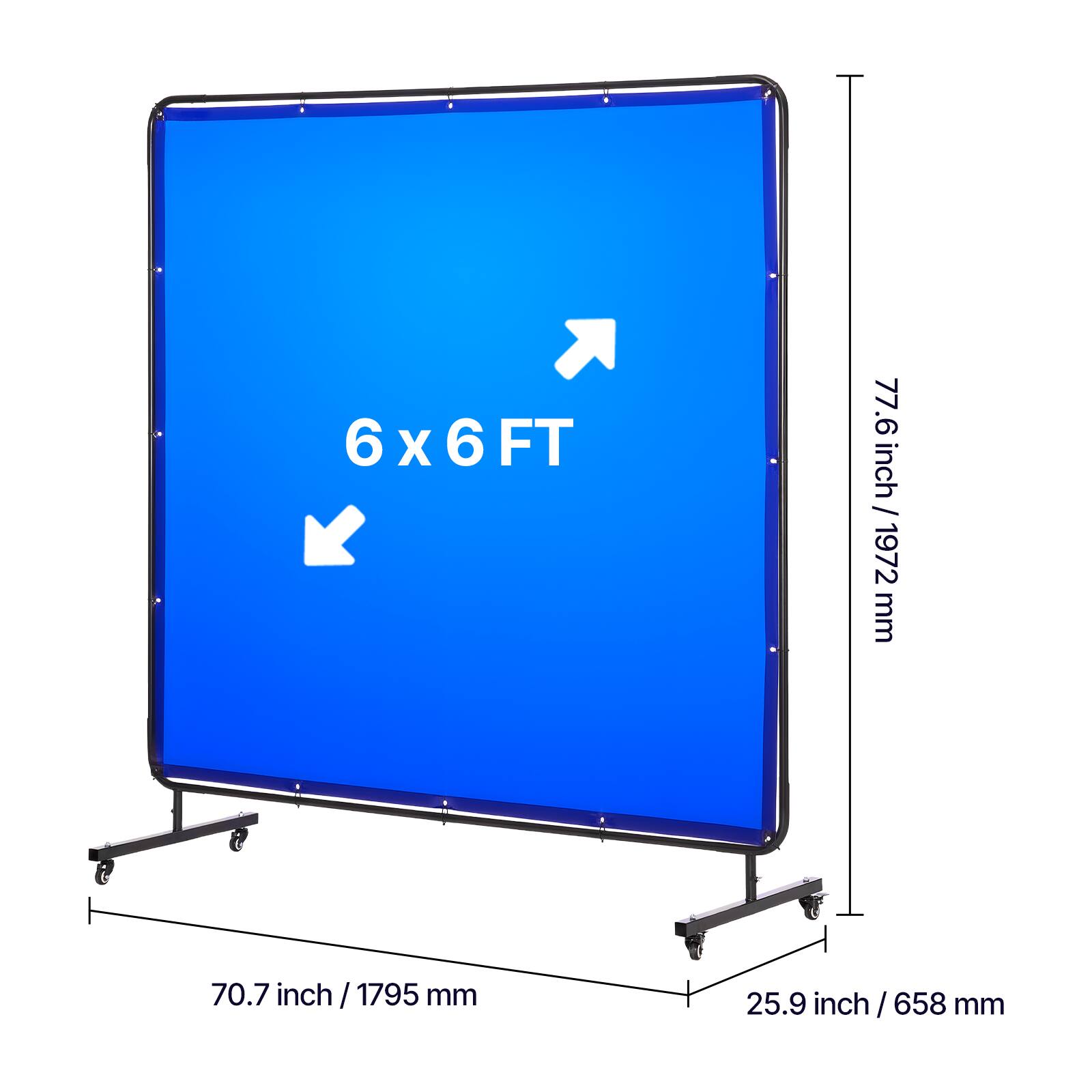 6 x 6 FT  
77.6 inch / 1972 mm  
70.7 inch / 1795 mm  
25.9 inch / 658 mm