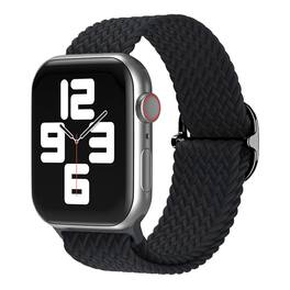 StrapsCo - Braided Stretch Band Nylon Watch Strap For Apple Watch - 40mm/41mm/42mm (Short-Medium) - Black