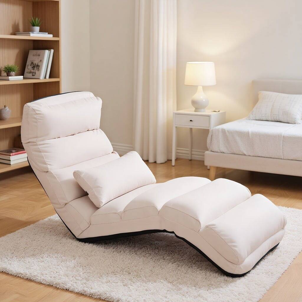 Front. Kadyn - Folding Lazy Sofa Chair Stylish Sofa Couch Beds Lounge Chair W/Pillow-Beige, Durable Folding Sofa Set with Pillow - Beige.