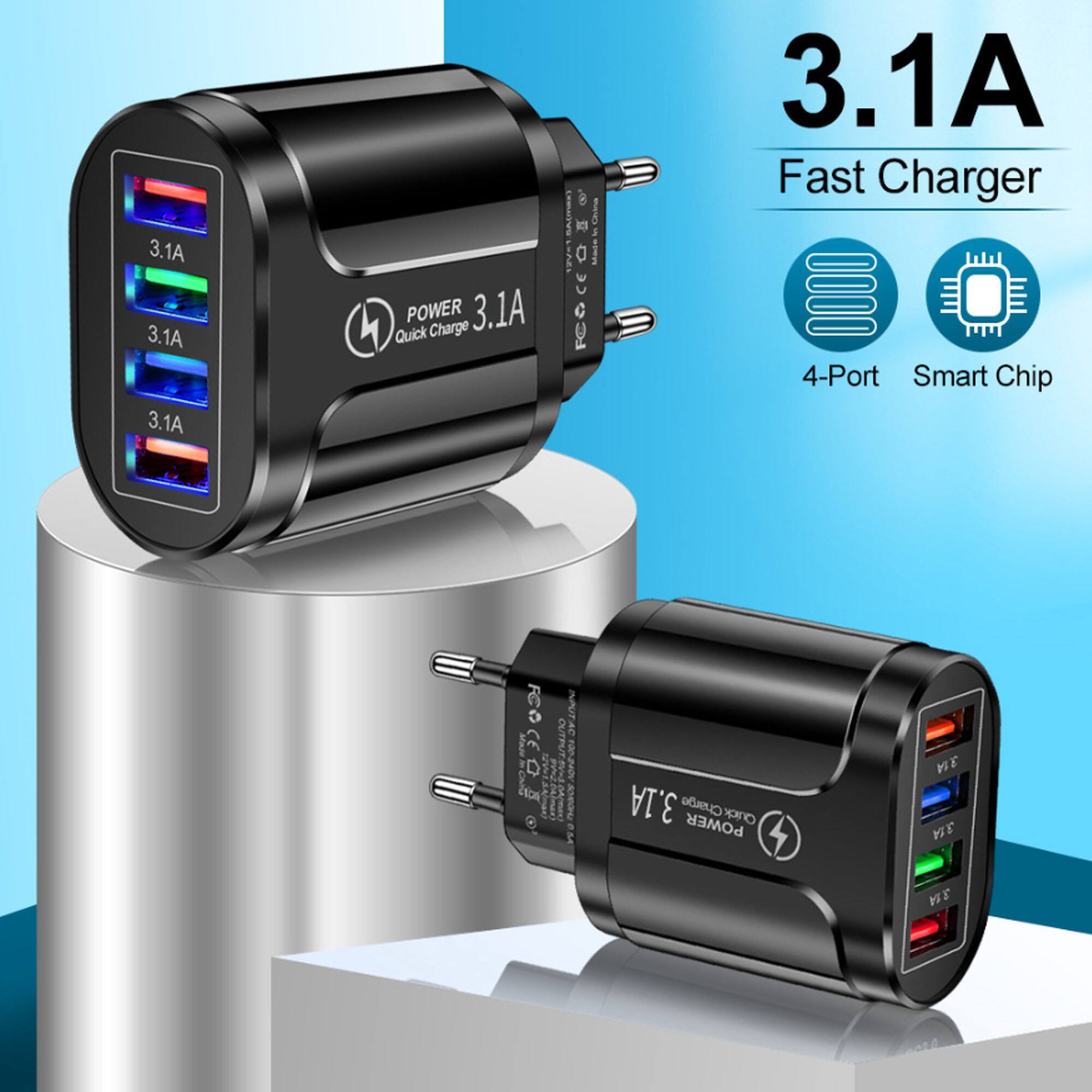 3.1A 3.1A 3.1A  
POWER Charge 3.1A Quick  
Fast Charger  
4-Port Smart Chip  
INPUT: 100-240V  
OUTPUT: 3.1A  
DNO AAAL  
CRAso B  
NL  
5 ALL