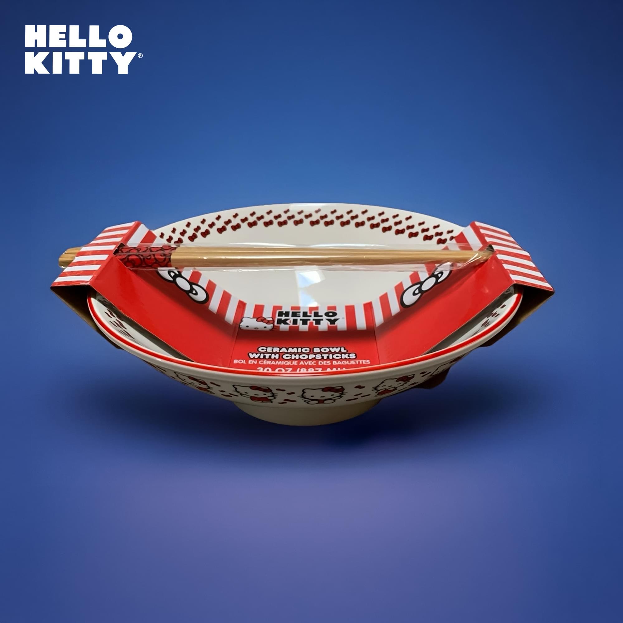HELLO KITTY HELLO KITTY CERAMIC BOWL WITH CHOPSTICKS BOL EN CERAMIQUE AVEC DES SAGUETTES