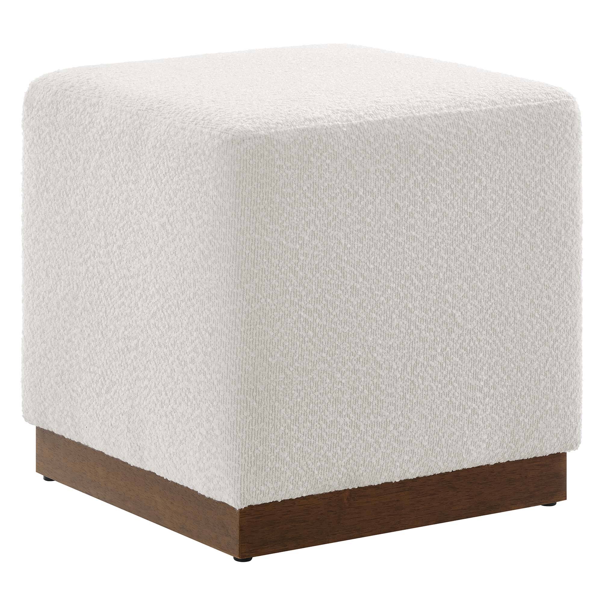 Angle. Modway - Tilden 17" Square Boucle Upholstered Ottoman by Modway - Cloud Walnut.