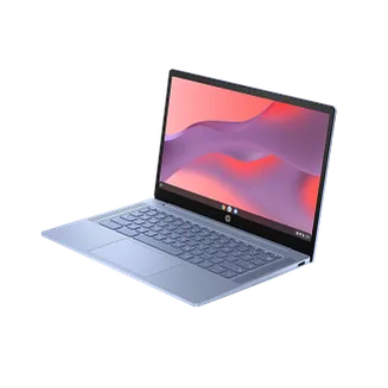 Alt View 1. HP - Chromebook 14at-nf000 14” Intel Processor N100 0.7 GHz up to 3.4 GHz 4GB RAM 64GB eMMC Chrome OS - Blue.