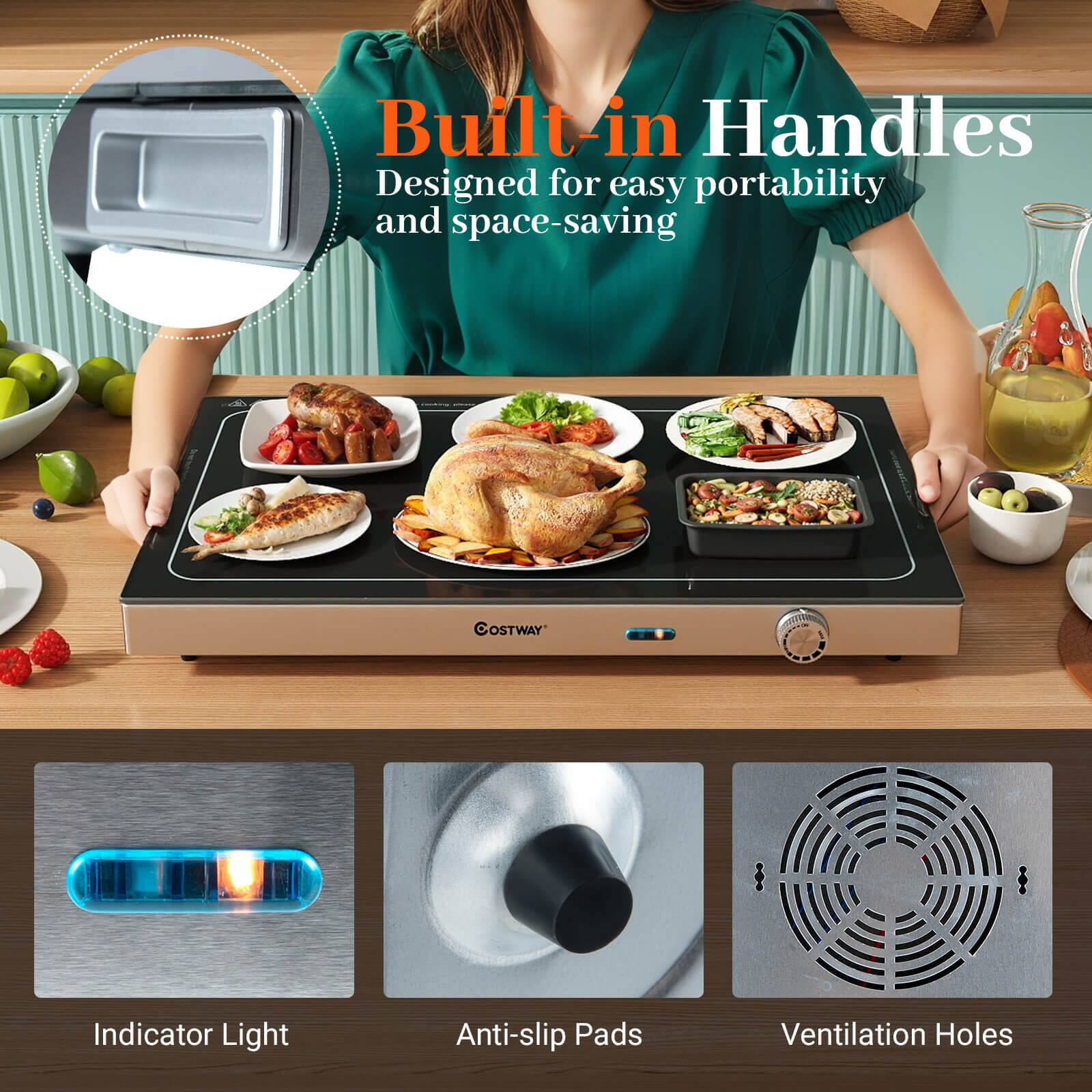 Built-in Handles  
Designed for easy portability and space-saving  

Indicator Light  
Anti-slip Pads  
Ventilation Holes