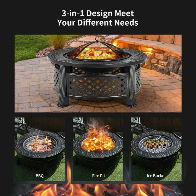 3-in-1 Design Meet Your Different Needs

BBQ  
Fire Pit  
Ice Bucket