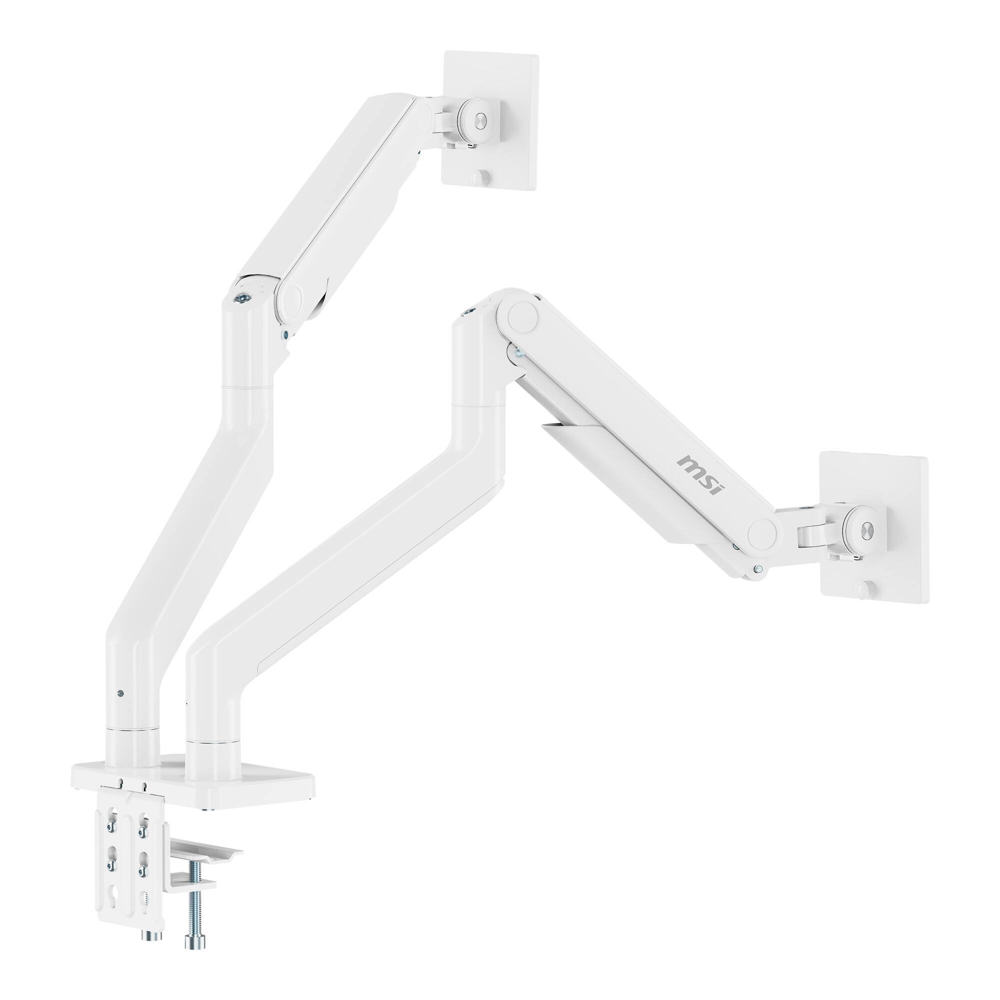 Alt View 6. MSI - MAG MT201DW Dual Monitor Arm – Adjustable Desk Mount, VESA Compatible, 17–45in, 44 lbs Capacity, Clamp & Grommet - Matte White.