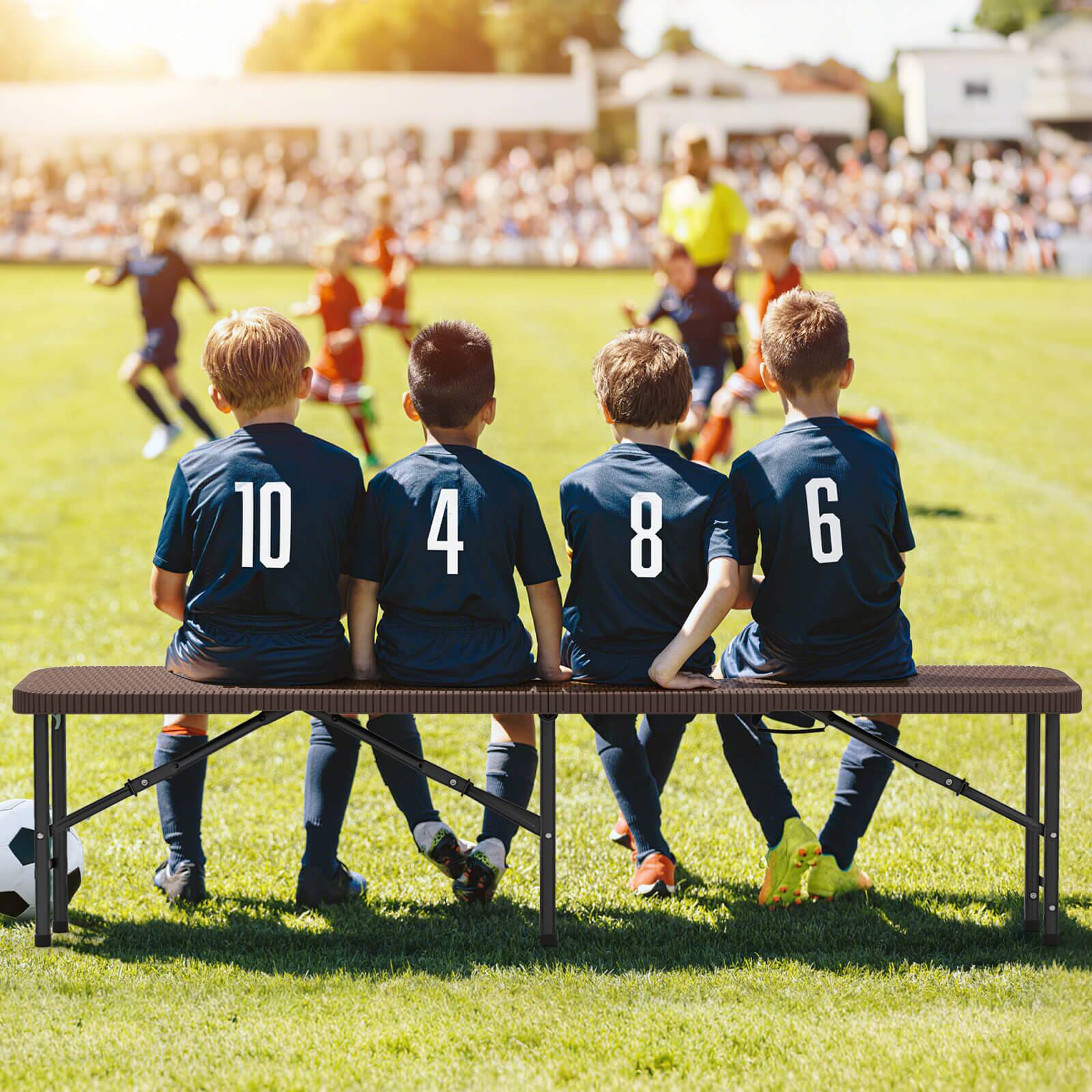 Alt View 3. Costway - Costway 6 ft Plastic Folding Bench with 1320 LBS Capacity Handle & Lock For Outdoor Camping - Coffee.