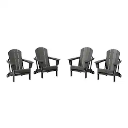 WestinTrends - Malibu Outdoor HDPE Folding Poly Adirondack Chairs (Set of 4) - Gray
