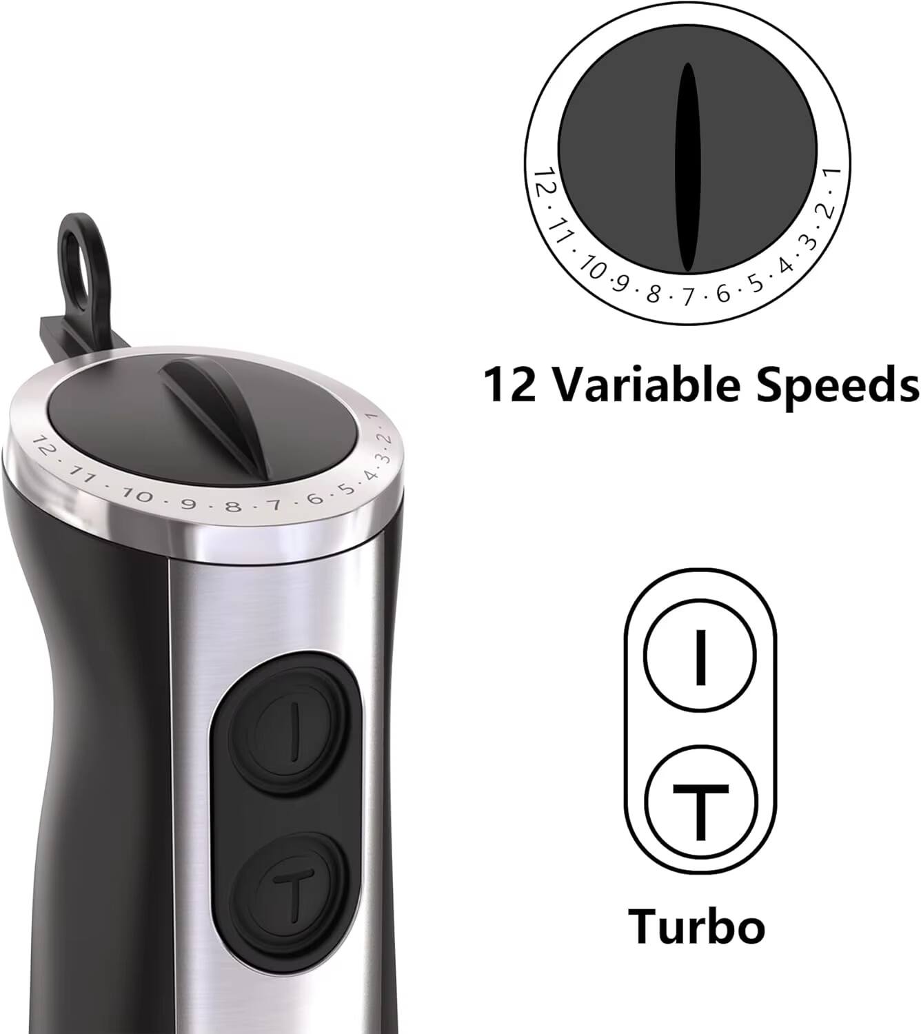 12 Variable Speeds  
Turbo