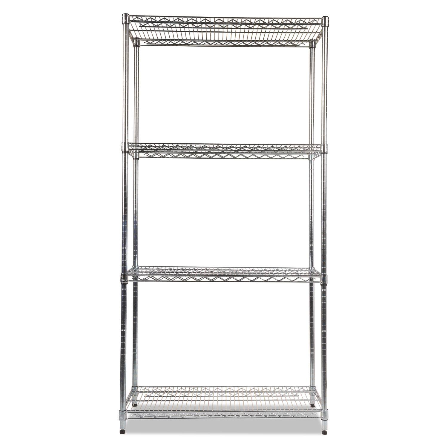 Angle. Alera - NSF Certified Industrial Four-Shelf Wire Shelving Kit, 36w x 18d x 72h, Silver - Silver.