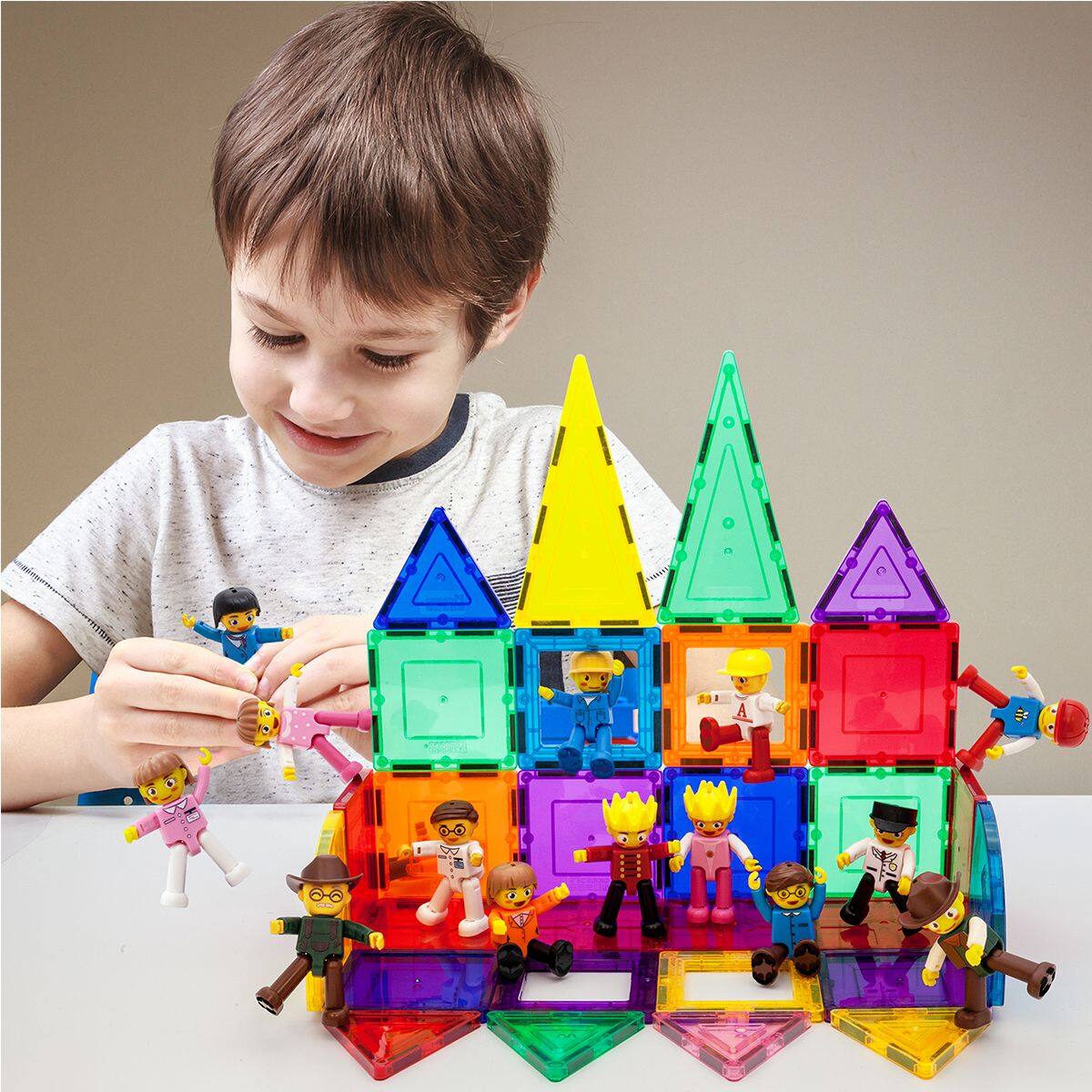 Alt View 3. PicassoTiles - Picassotiles 15 PC Character Figure Set, Magnetic Tiles and Brick Compatible for Kids 3+.