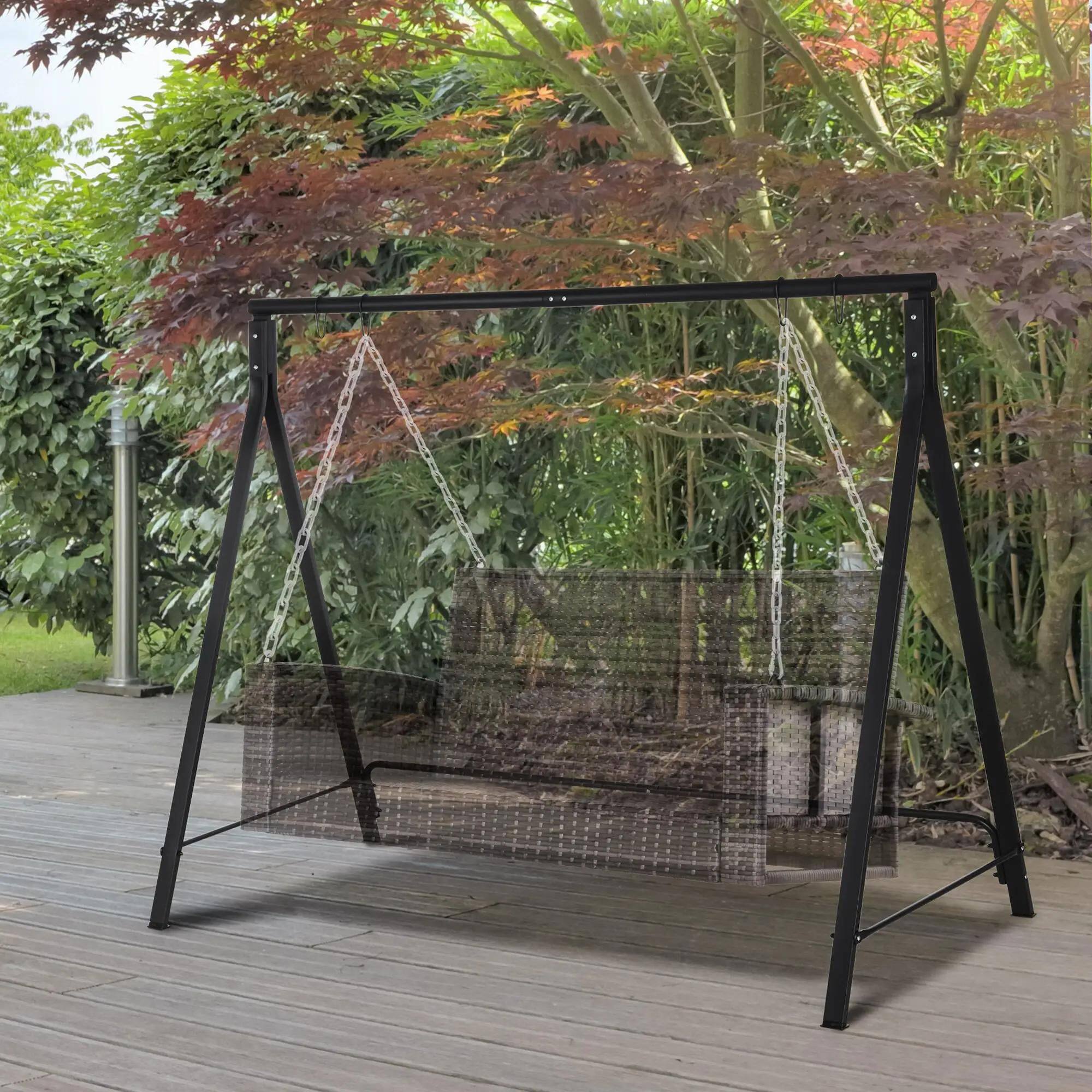 Left. Resenkos - Resenkos Heavy Duty Swing Frame, Metal Porch Swing Stand, 528 lbs Capacity, Perfect for Backyard, Patio, Lawn, Black.