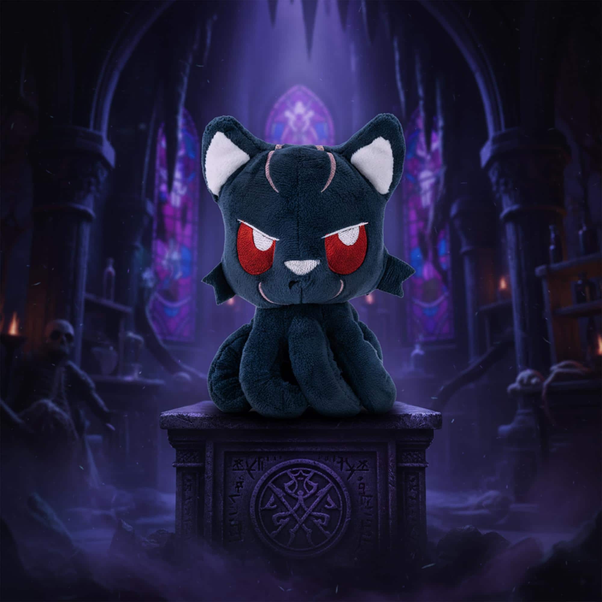 スカルキャット ぬいぐるみ Tentacle Kitty Campaign Critters Dark Elf Little One Plush Blue