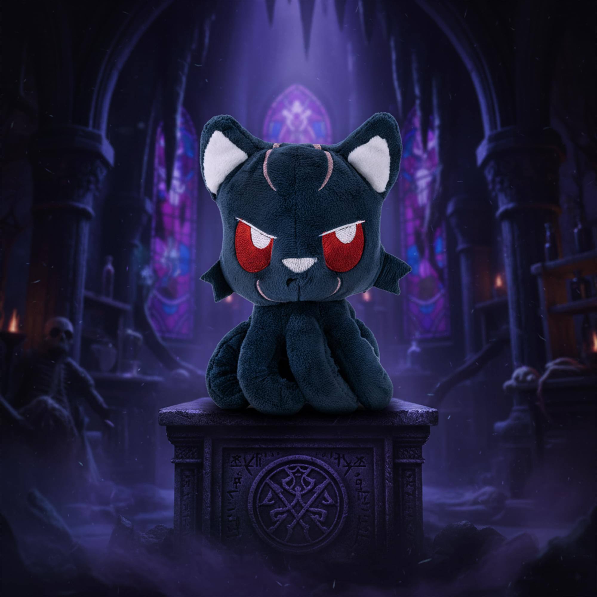 Alt View 2. Tentacle Kitty - Tentacle Kitty Campaign Critters Dark Elf Little One Plush - Blue.