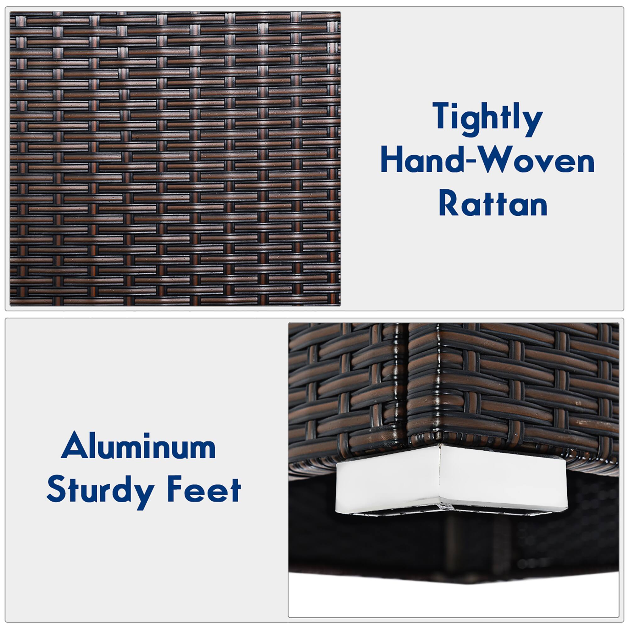 Tightly Hand-Woven Rattan  
Aluminum Sturdy Feet