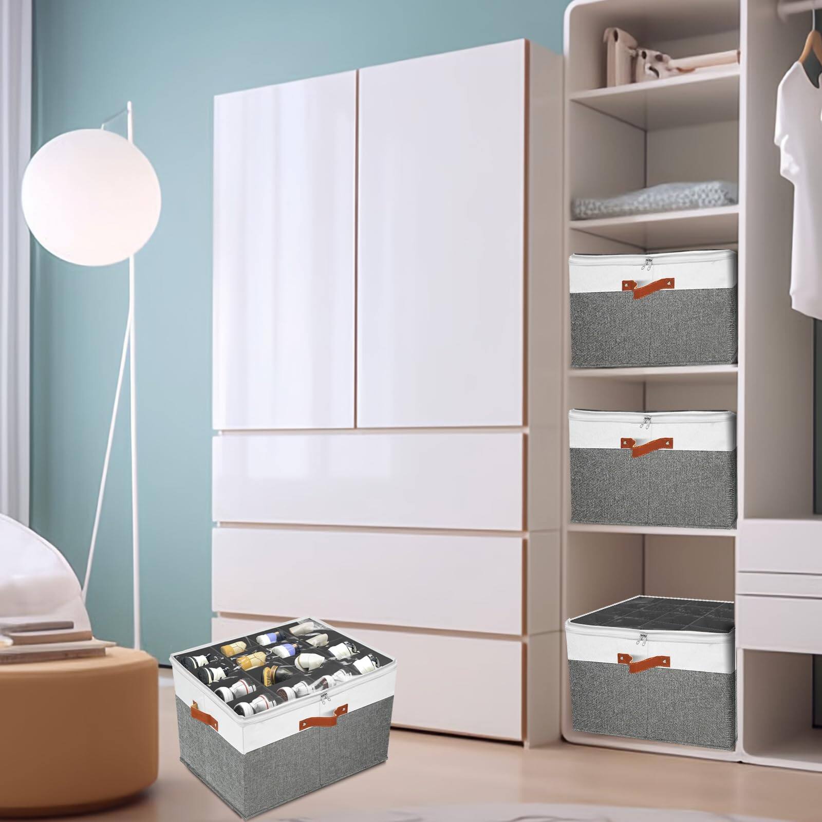 Alt View 8. ThinkLink Electronic - 2 Pack Shoe Storage Organizer For Closet Stackable Box Entryway Cube Cabinet Organizador De Zapato Folding - Brown.