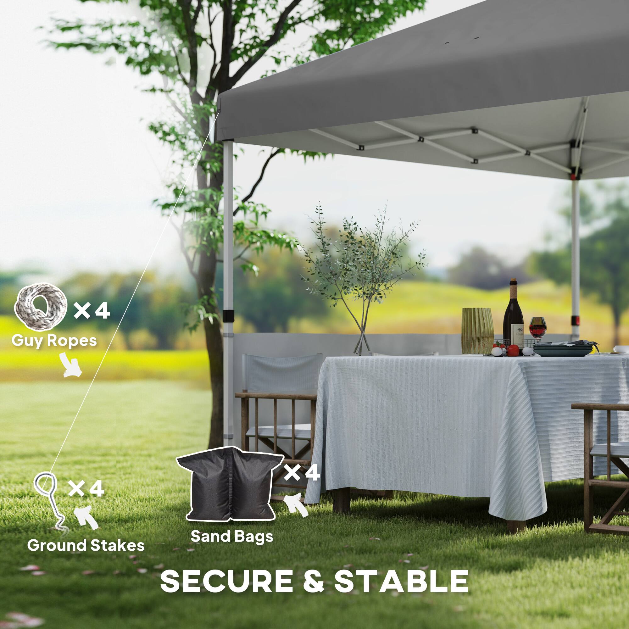 X4 Guy Ropes, X4 Ground Stakes, X4 Sand Bags, SECURE & STABLE