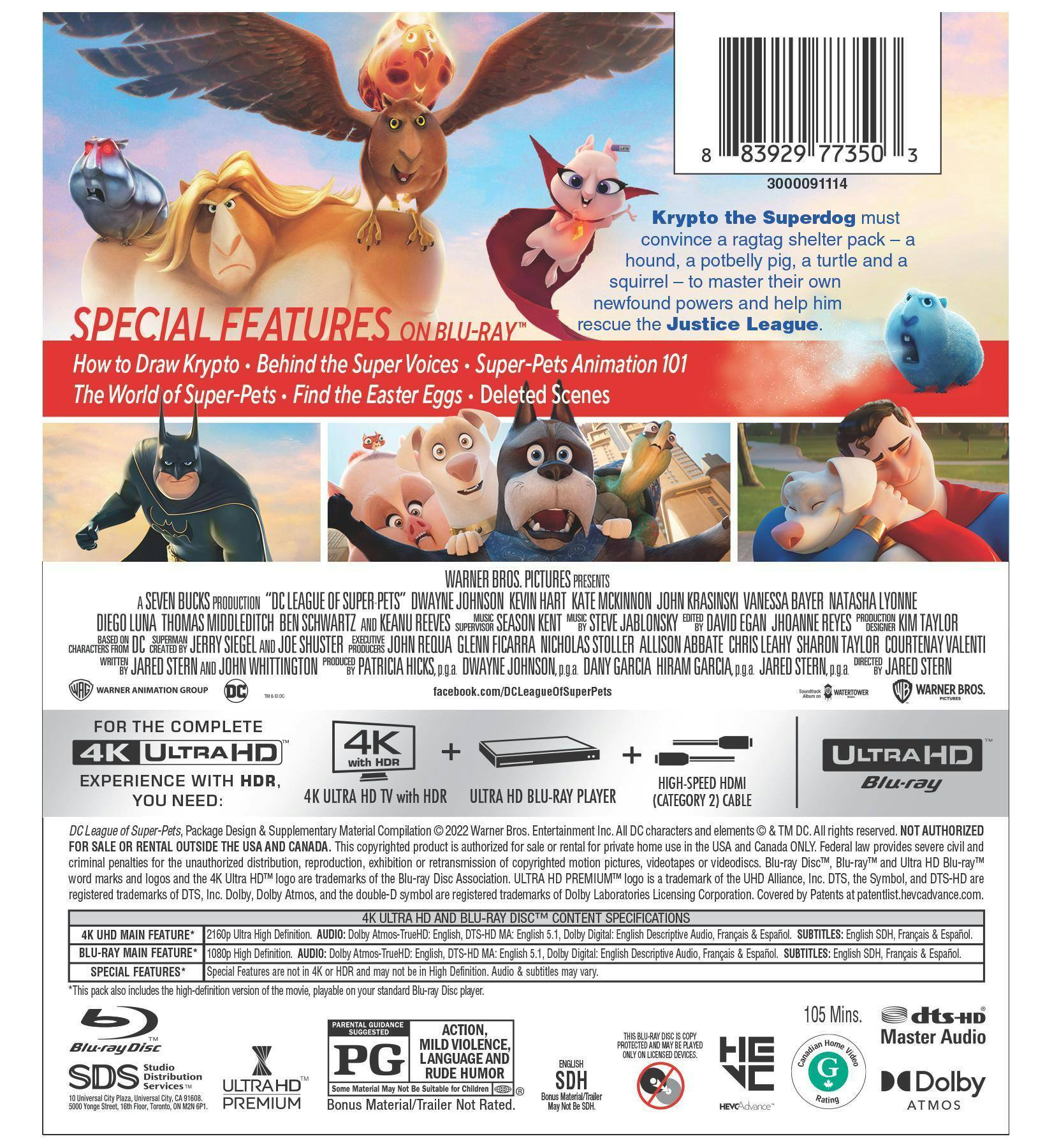 Back. DC League of Super-Pets   - 4K Blu-Ray.