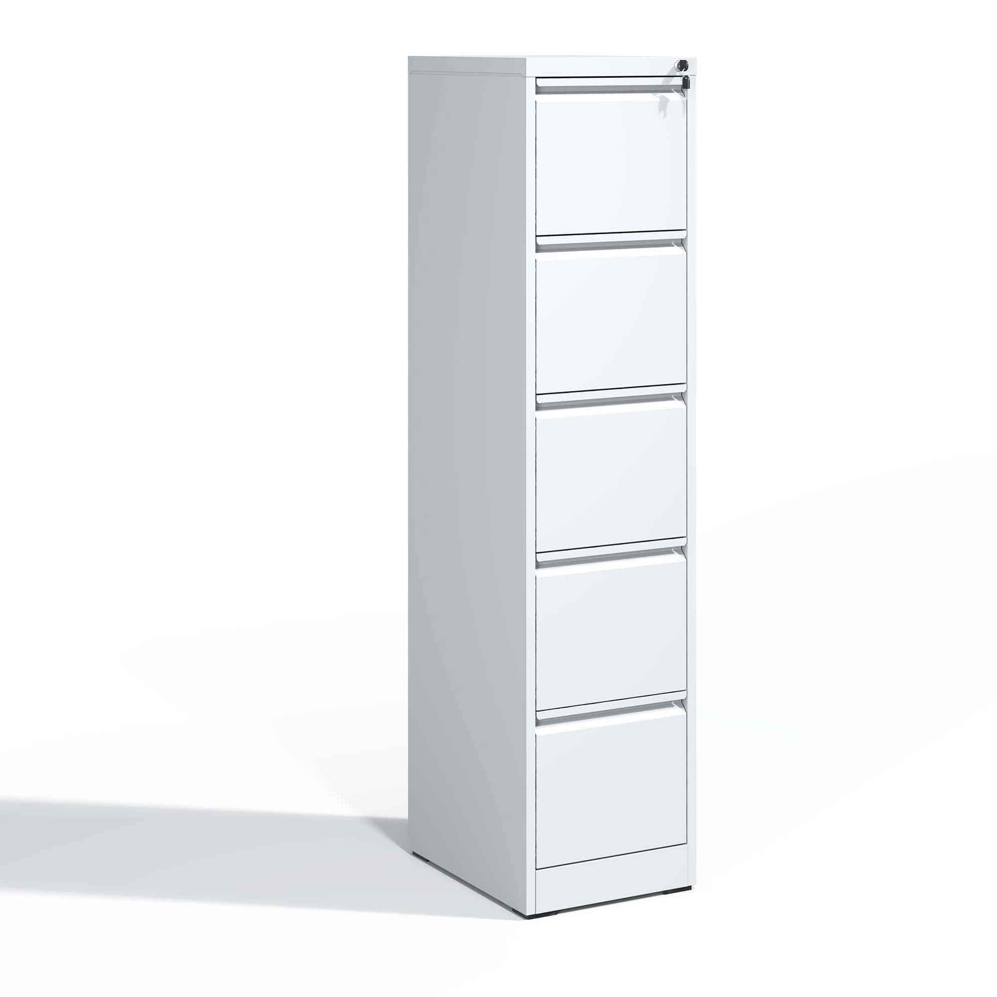 Back. Lycvki - 5-Drawer Metal Vertical File Cabinet with Lock - A4 Legal/Letter Size - white.