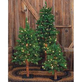 BreeBe - 3/Set Pre-Lit Alpine Trees 2ft 3ft 4ft - Green