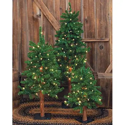Front. BreeBe - 3/Set Pre-Lit Alpine Trees 2ft 3ft 4ft - Green.