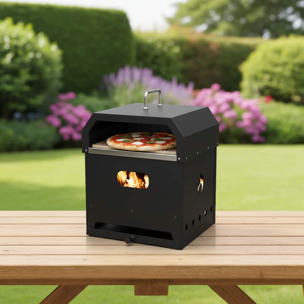 "Forest'nSky - 4-in-1 Outdoor Portable Pizza Oven, 12"" with Pizza Stone, for Pellet, Wood, Gas & Charcoal, Foldable Legs - Black" price history on PriceWatchPro