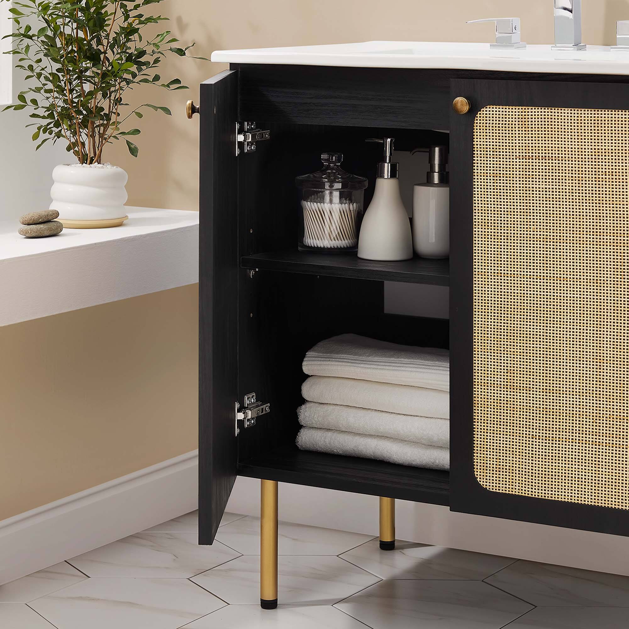 Alt View 1. Modway - Chaucer Bathroom Vanity with White Basin Included by Modway - Black White.