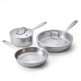 Alva - Maestro 5-Piece 5-Ply Stainless Steel Cookware Set, Induction Ready, Oven Safe to 500°F - Silver
