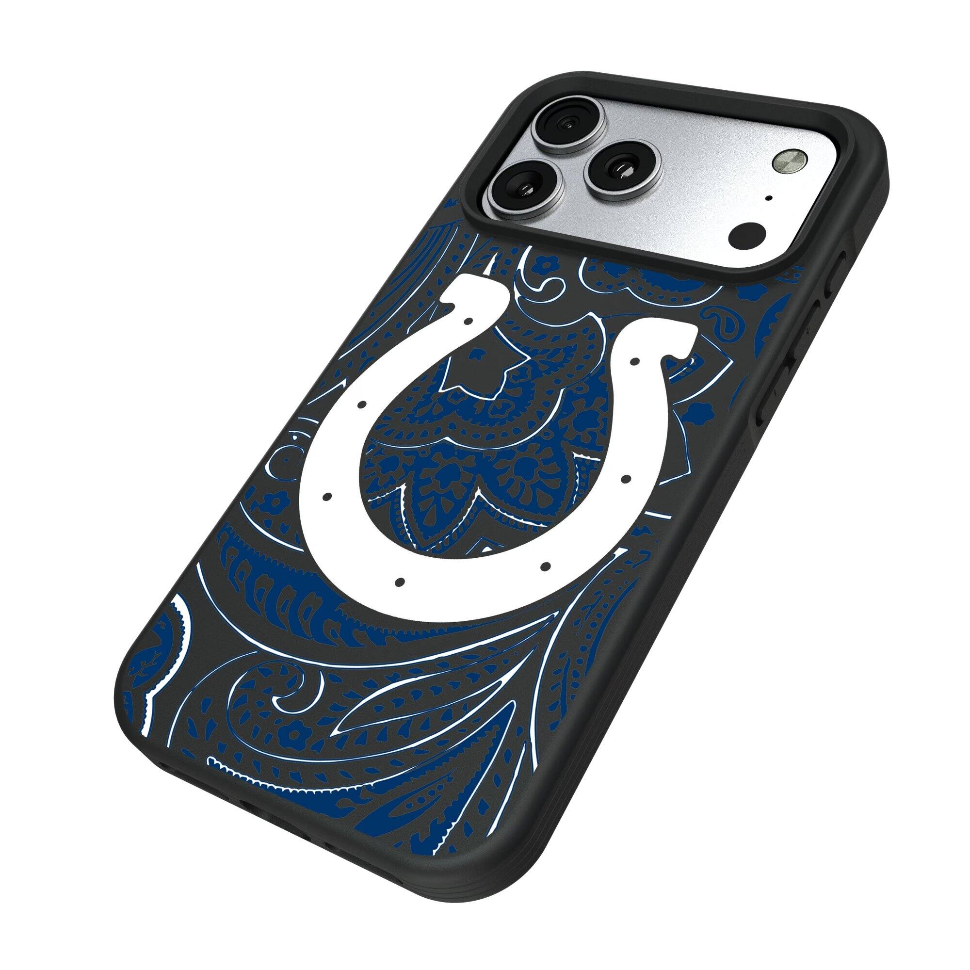 Alt View 1. Keyscaper - Indianapolis Colts iPhone Paisley Design Bump Case - 16 - Multicolor.