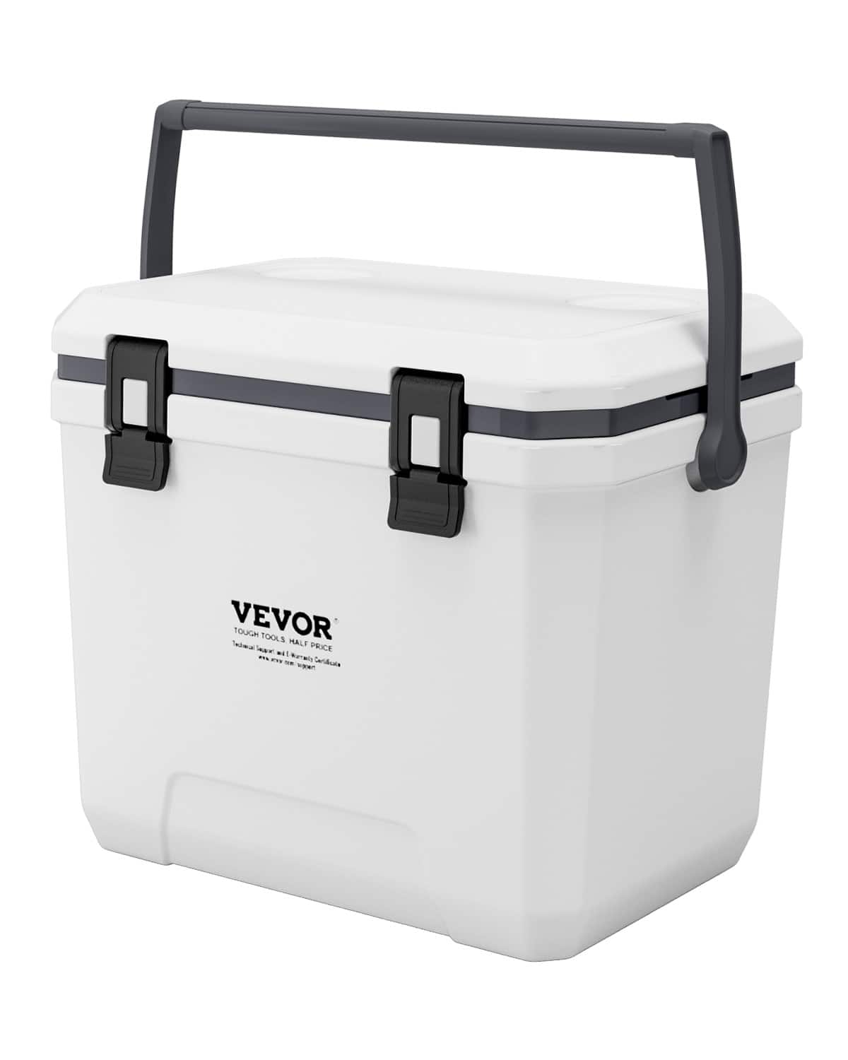 VEVOR - Portable Cooler, 38 QT Hard Cooler with Ice Retention, Heavy-Duty Handles and Cup Holder - White