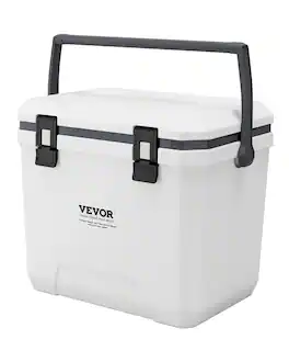 VEVOR - Portable Cooler, 38 QT Hard Cooler with Ice Retention, Heavy-Duty Handles and Cup Holder - White