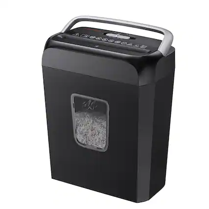 Front. Bonsaii - Paper Shredder, 3.4 Gal Wastebasket, 6-Sheet Crosscut Paper and Credit Card Shredder with Handle, Home and Office - Black.