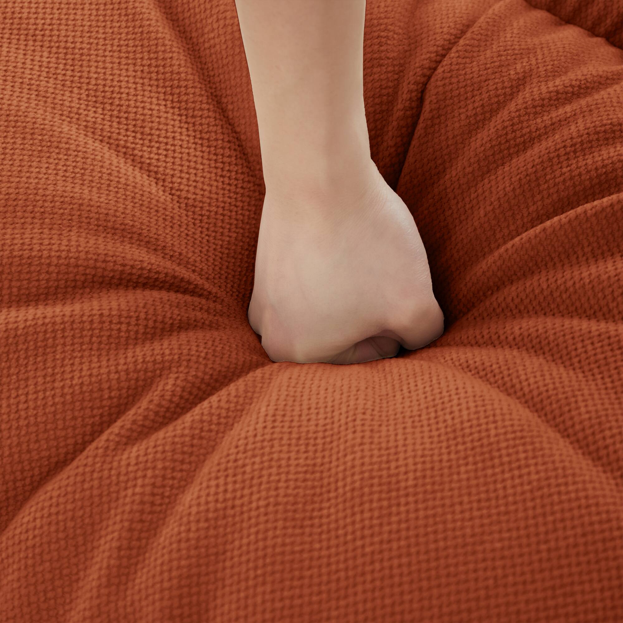 Alt View 8. Anysun - 2-Seater Modular Sofa with Chenille Fabric, High-Density Foam & Curved Armrests, Pleated Design for Living Room - Orange.