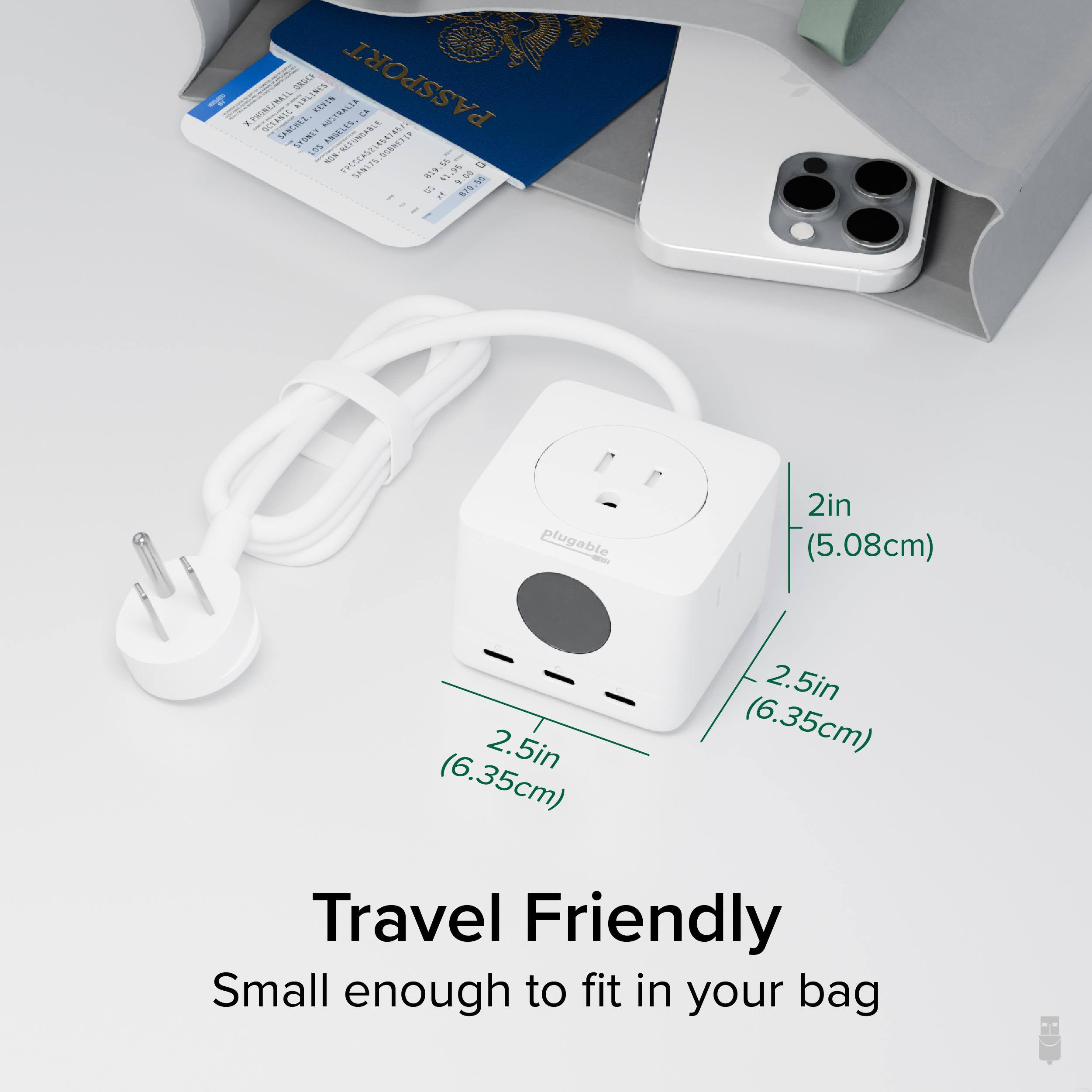 SROLA 180S PASSPORT - ETROALIRAIL MIRLINES A FENIA ASORA LA CER SRCHEZ. its, SE LOS REFUNDABLE sUS FROCDANE SPR17%.0084L719 0 .8 1.90 d I g = 87950 : plugable 2in (5.08cm) 2.5in (6.35cm) 2.5in (6.35cm) Travel Friendly Small enough to fit in your bag