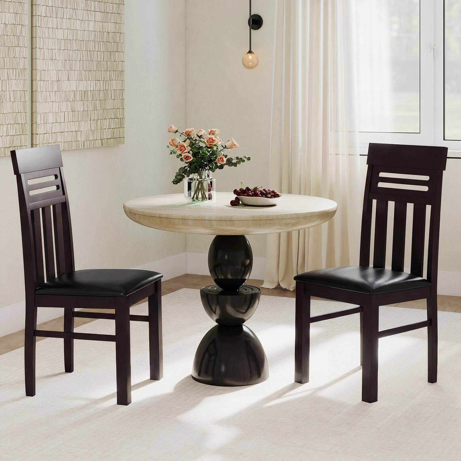 Alt View 5. Gymax - Gymax Dining Chairs Set of 4 PU Leather Farmhouse Side Chairs for Kitchen Living Room Rustic Brown - Brown.