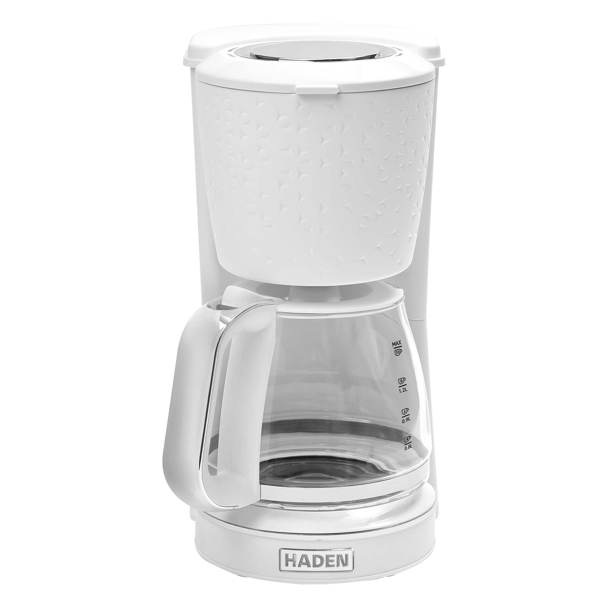 Haden - Starbeck Coffee Machine, 10 Cup Automatic Coffee Maker, White & Chrome - Bright White, Chrome