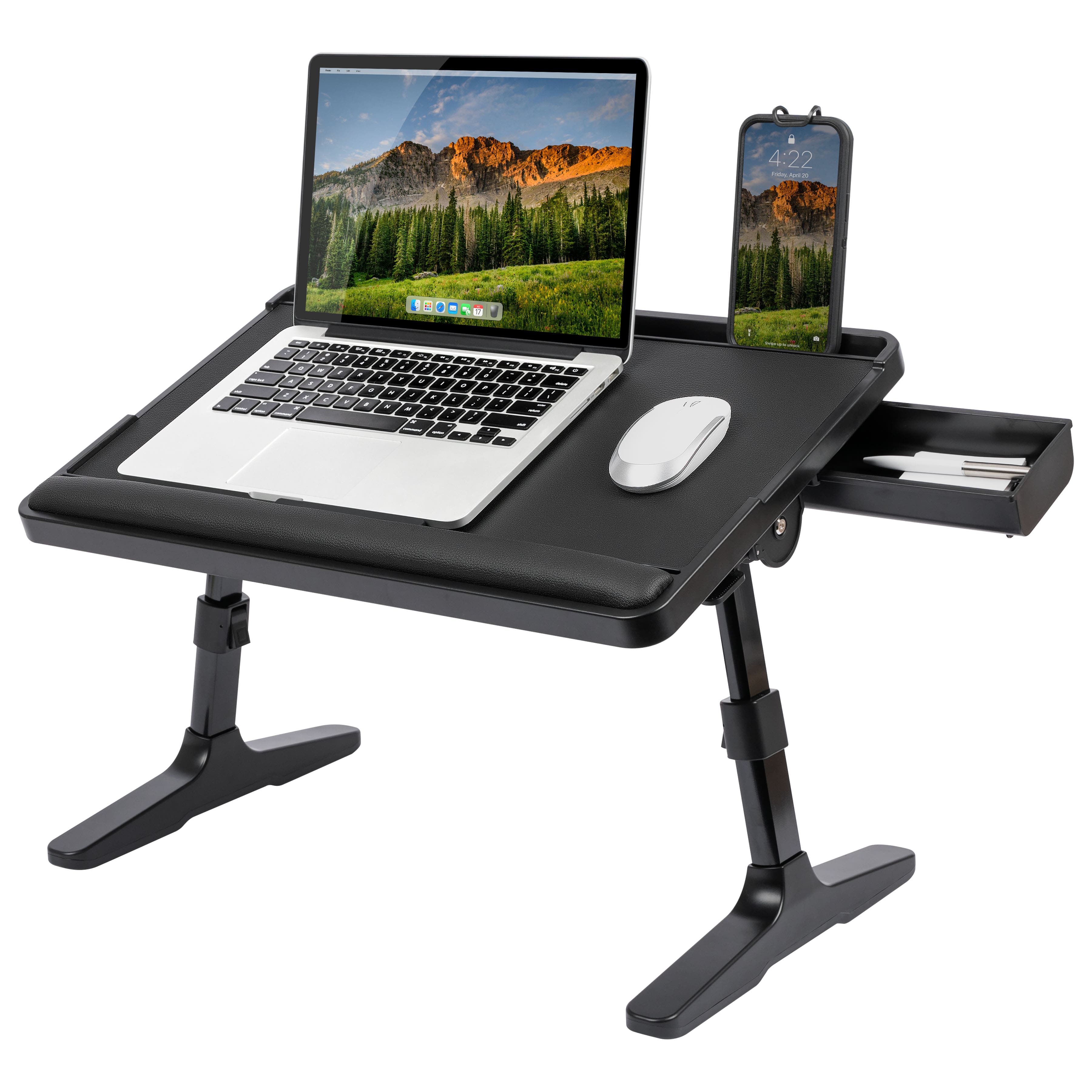 Front. LapGear - Adjustable LapTop Bed Desk (Fits up to 17" Laptop) - Black.
