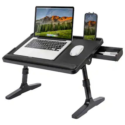 Front. LapGear - Adjustable LapTop Bed Desk (Fits up to 17" Laptop) - Black.