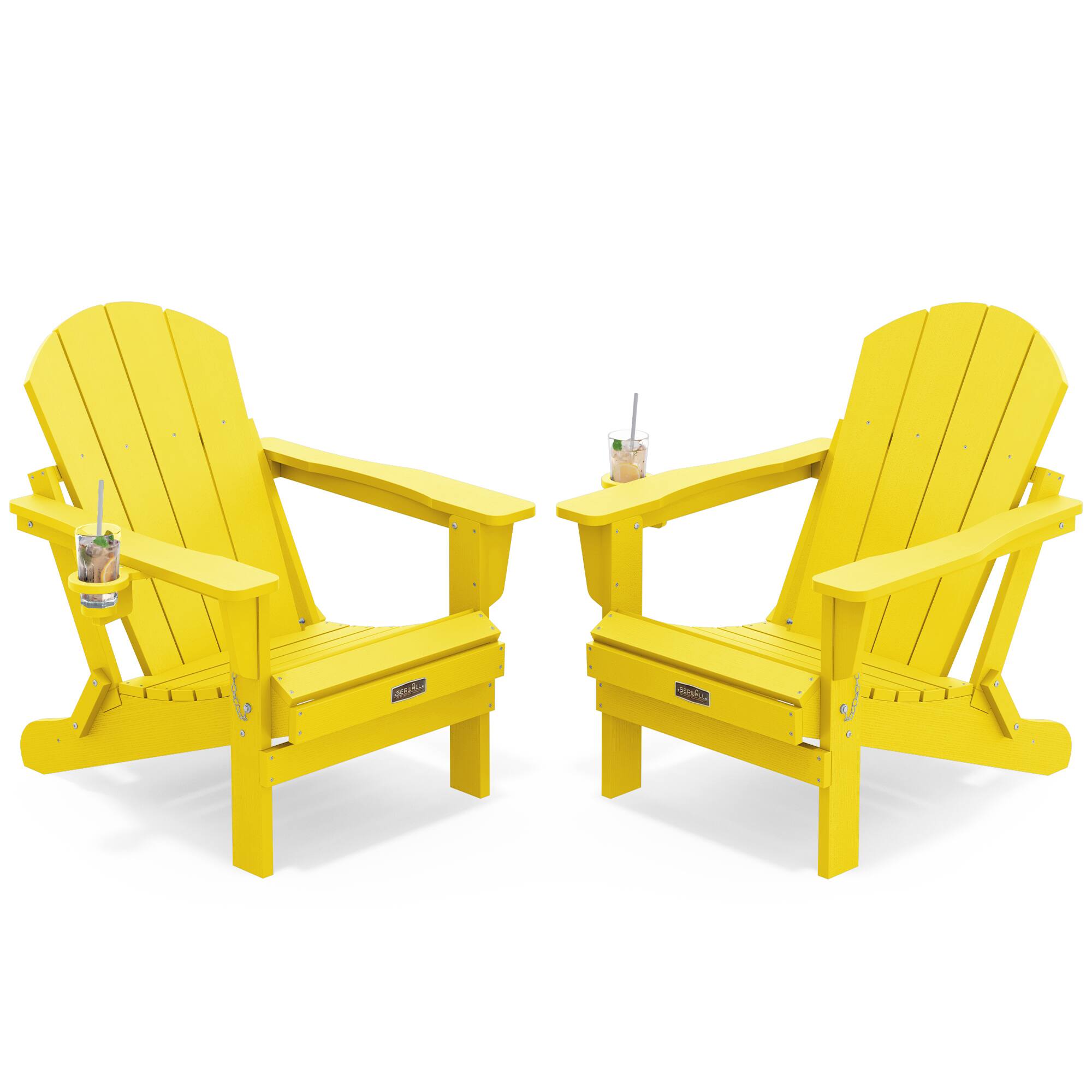 SERWALL Foldable Adirondack Chair Set of 2, Weather Resistant Patio ...