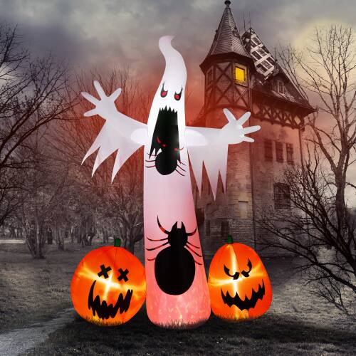 Alt View 7. Winado - 12FT Halloween Inflatable Ghost and Pumpkin Decoration with Build-in LED Light Blow Up for Holiday Outdoor Indoor Garden - White & Orange.