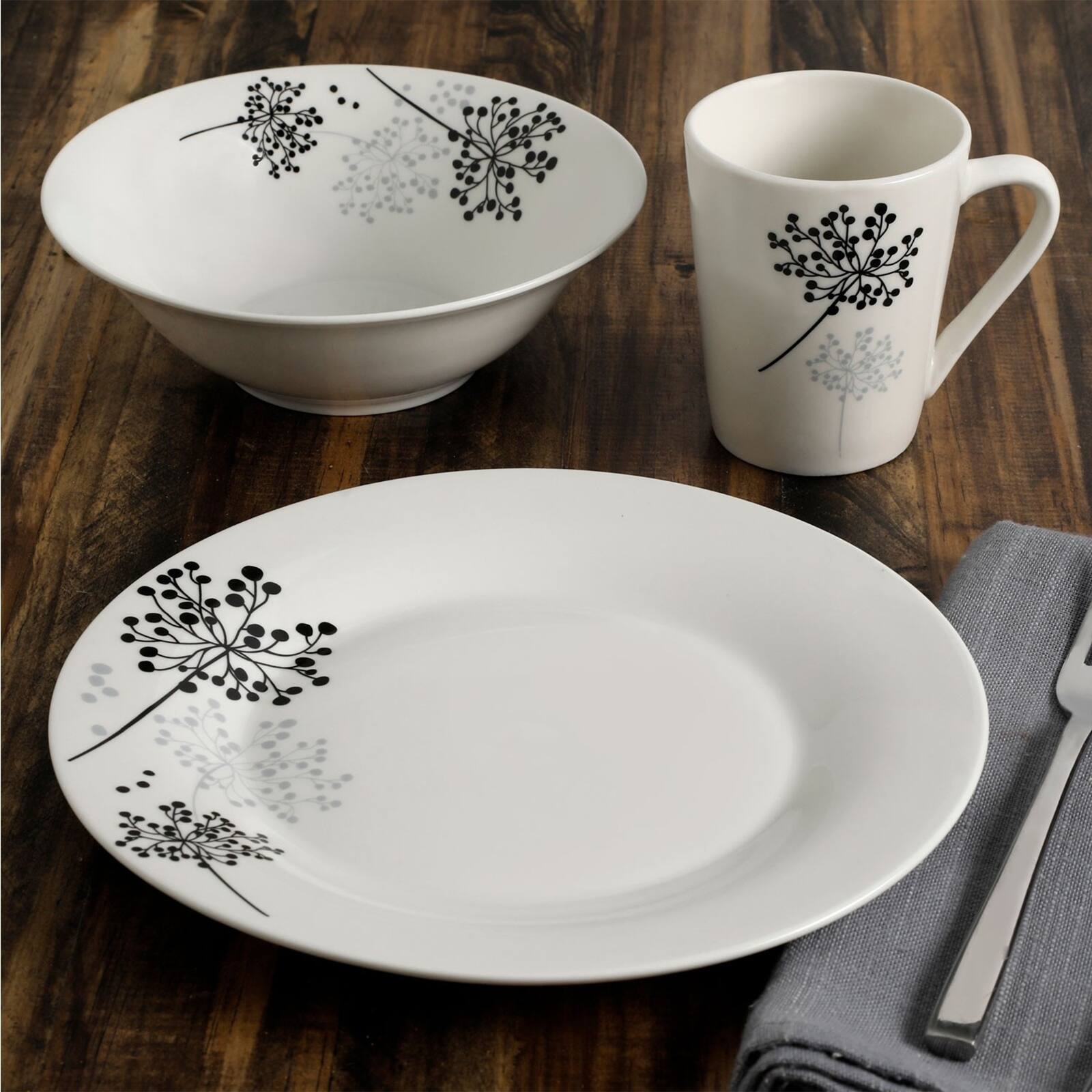 Alt View 3. Gibson - Gibson Netherwood 12 Piece Dinnerware Set - White.