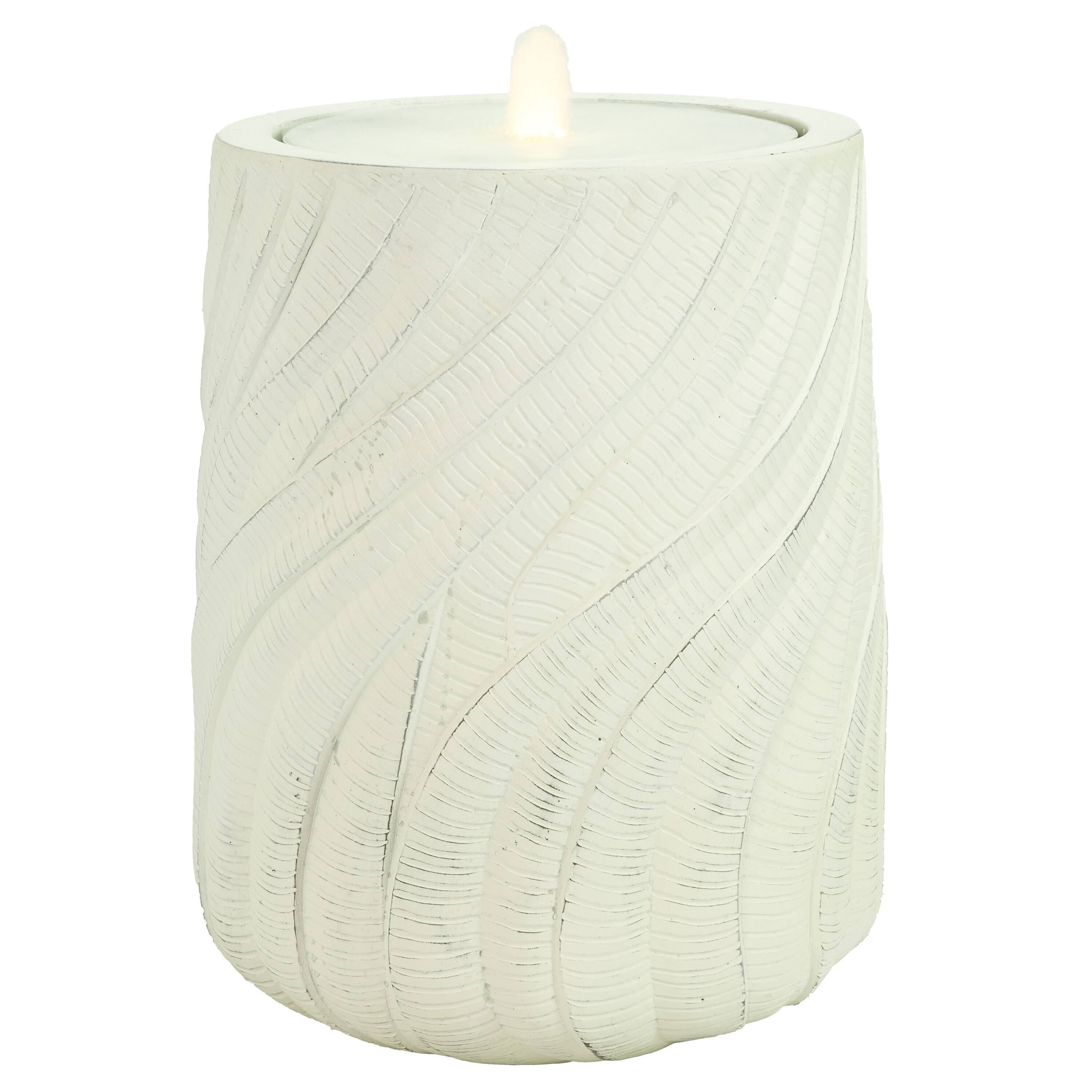 Alt View 9. Sunnydaze - Textured Spiral Outdoor Bubble Fountain with LED Light - White.