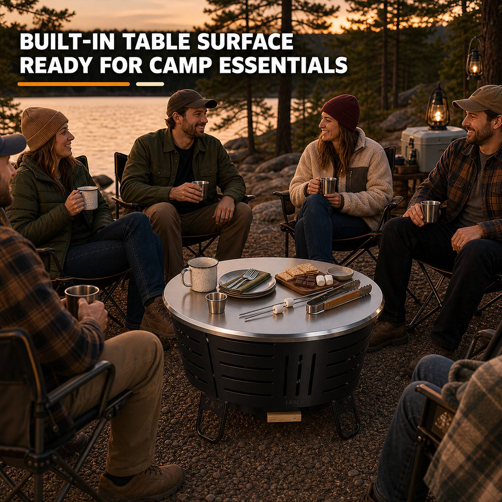 BUILT-IN TABLE SURFACE READY FOR CAMP ESSENTIALS