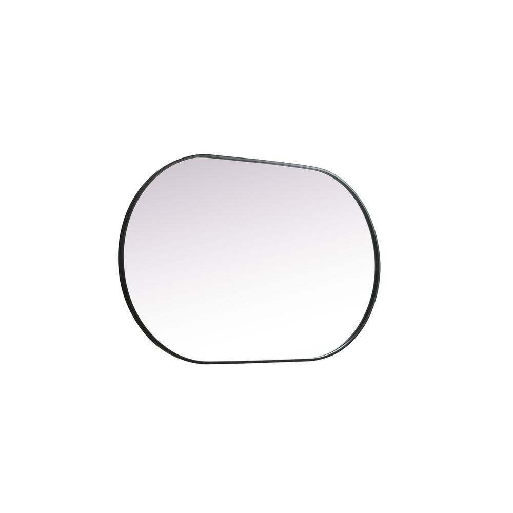 Left. Elegant Decor - Metal Frame Oval Mirror 30x48 Inch in Black - Black.