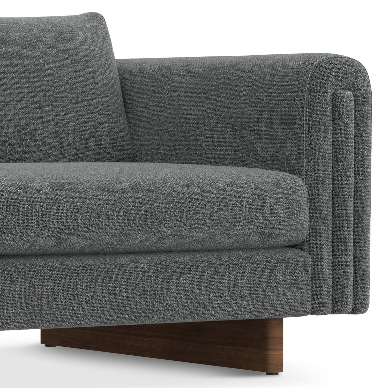 Alt View 4. Simpli Home - Jones 84 inch Wide Contemporary Sofa in Dark Grey Tightly Woven Performance Fabric - Dark Grey.