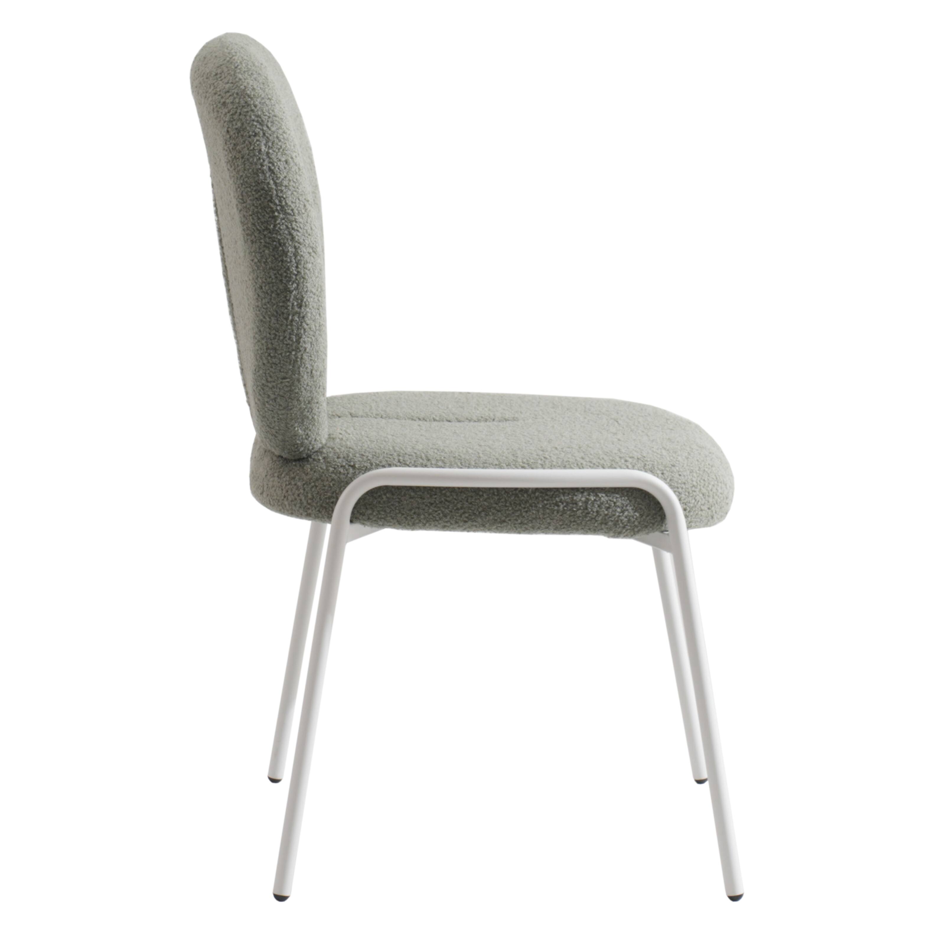 Alt View 1. LeisureMod - Celestial 2-PCS Modern Boucle Dining Chair, Padded Sponge Cushion Kitchen Side Chair with Scratch-Resistant Floor Glides - Green.