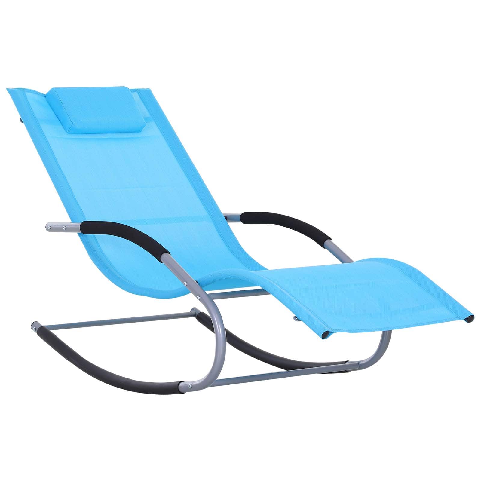 Outsunny - Zero Gravity Rocking Chair Outdoor Chaise Lounge Chair Recliner Rocker with Detachable Pillow - Blue