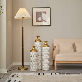 Anysun - Modern Droplet Shape Metal Floor Vase 3-Piece Set - Glazed Finish for Home Decoration - White
